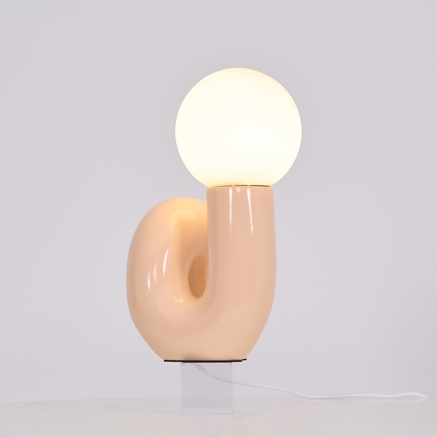 N Shape Table Lamp | Resin & Glass | Pink, Blue, White, Dark Red