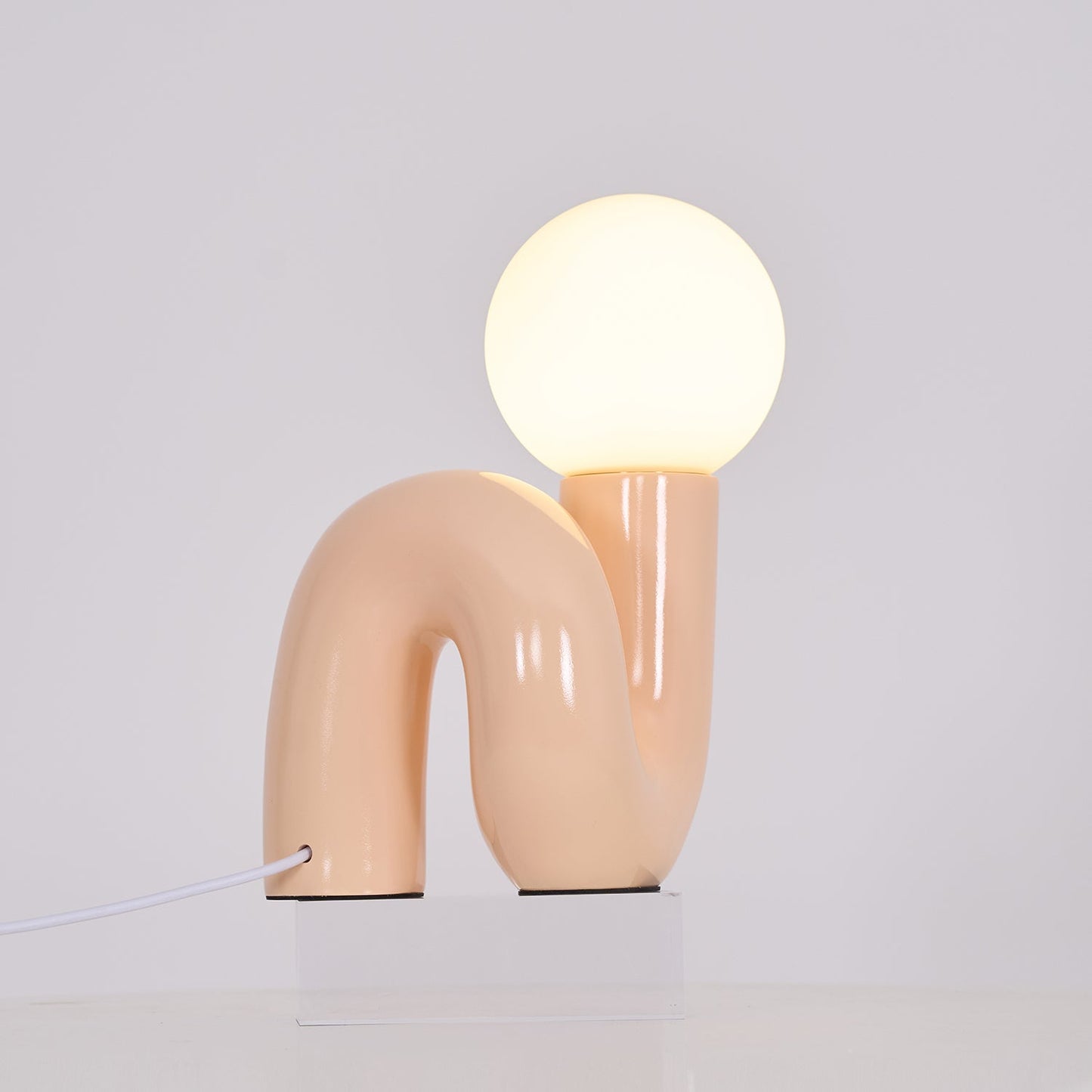 N Shape Table Lamp | Resin & Glass | Pink, Blue, White, Dark Red