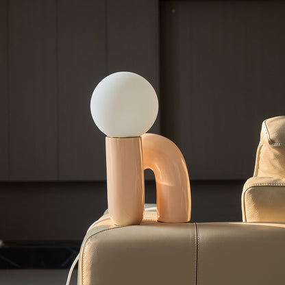 N Shape Table Lamp | Resin & Glass | Pink, Blue, White, Dark Red