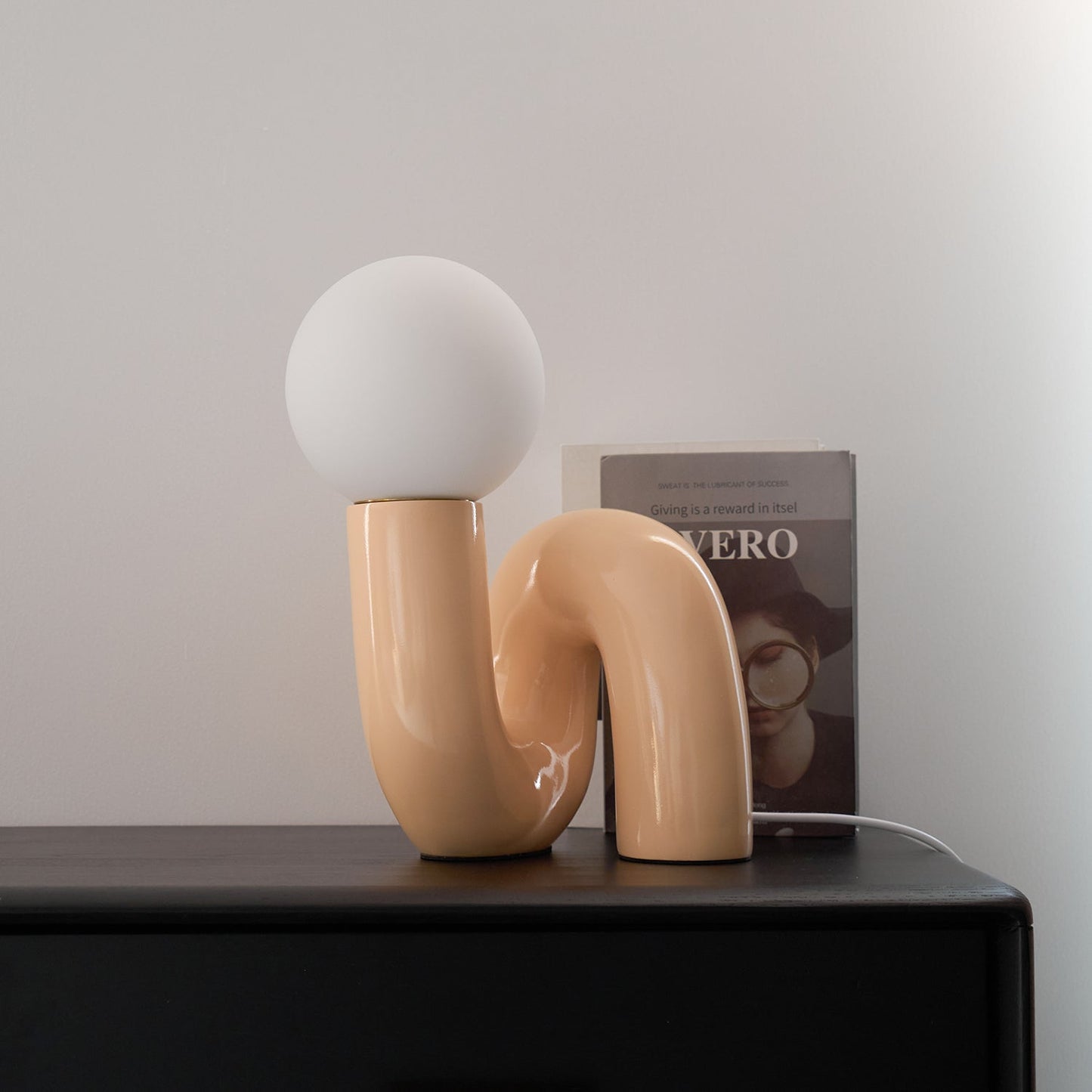N Shape Table Lamp | Resin & Glass | Pink, Blue, White, Dark Red
