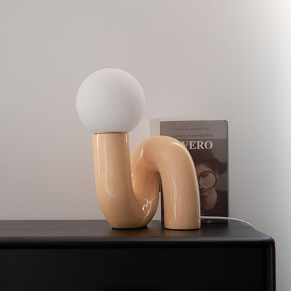 N Shape Table Lamp | Resin & Glass | Pink, Blue, White, Dark Red