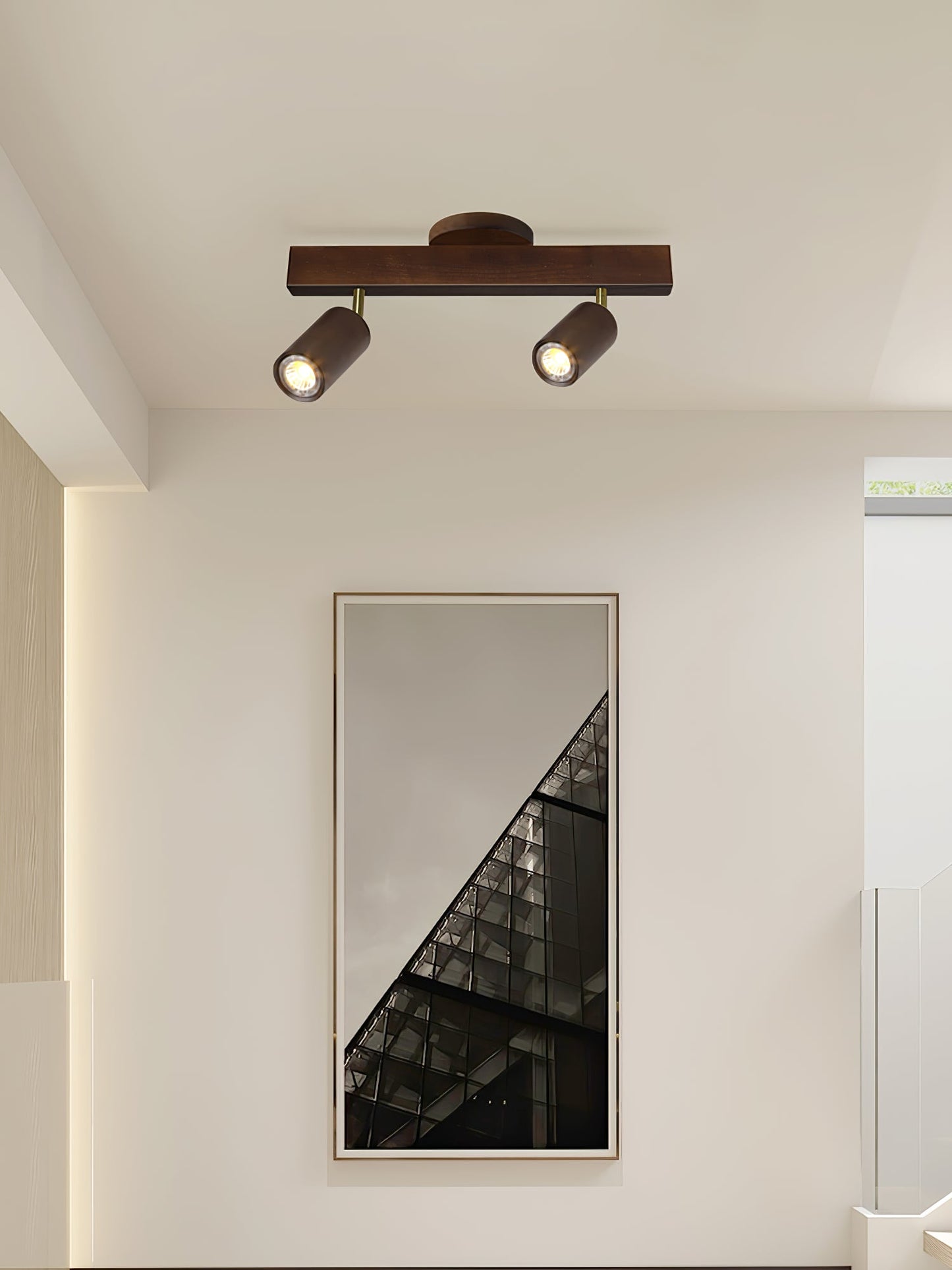 Natural Wood Beam Spotlight | Walnut Finish | 2 to 5 Heads Available