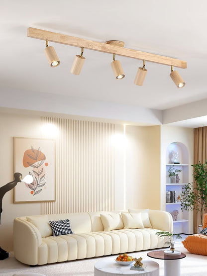 Natural Wood Beam Spotlight | Walnut Finish | 2 to 5 Heads Available