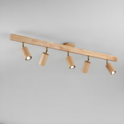 Natural Wood Beam Spotlight | Walnut Finish | 2 to 5 Heads Available