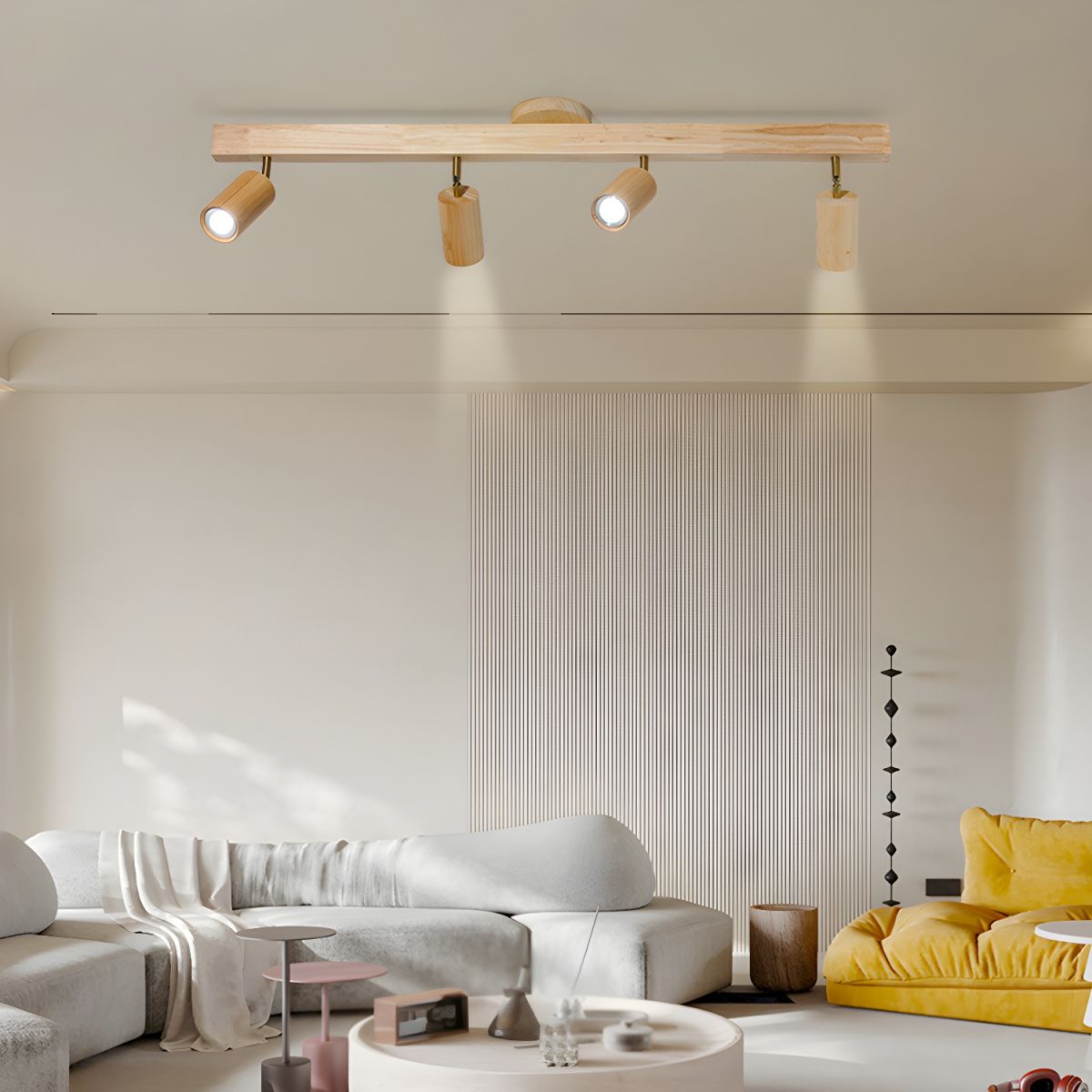 Natural Wood Beam Spotlight | Walnut Finish | 2 to 5 Heads Available