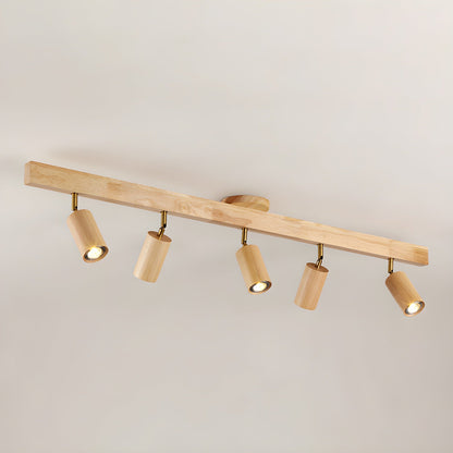 Natural Wood Beam Spotlight | Walnut Finish | 2 to 5 Heads Available