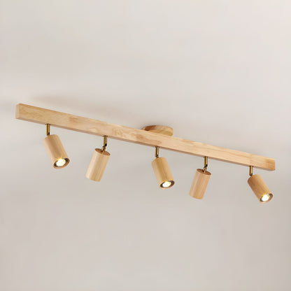Natural Wood Beam Spotlight | Walnut Finish | 2 to 5 Heads Available