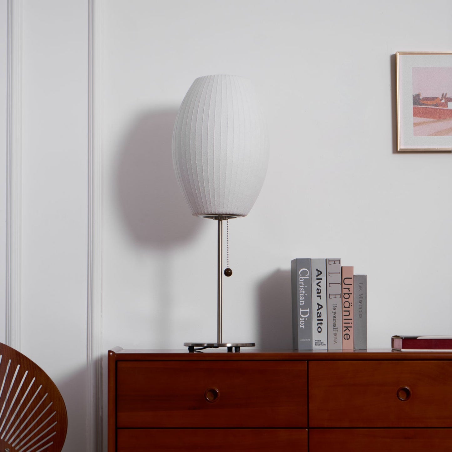 Nelson Table Lamp | Chrome Steel Base & White Shade | Vintage Design