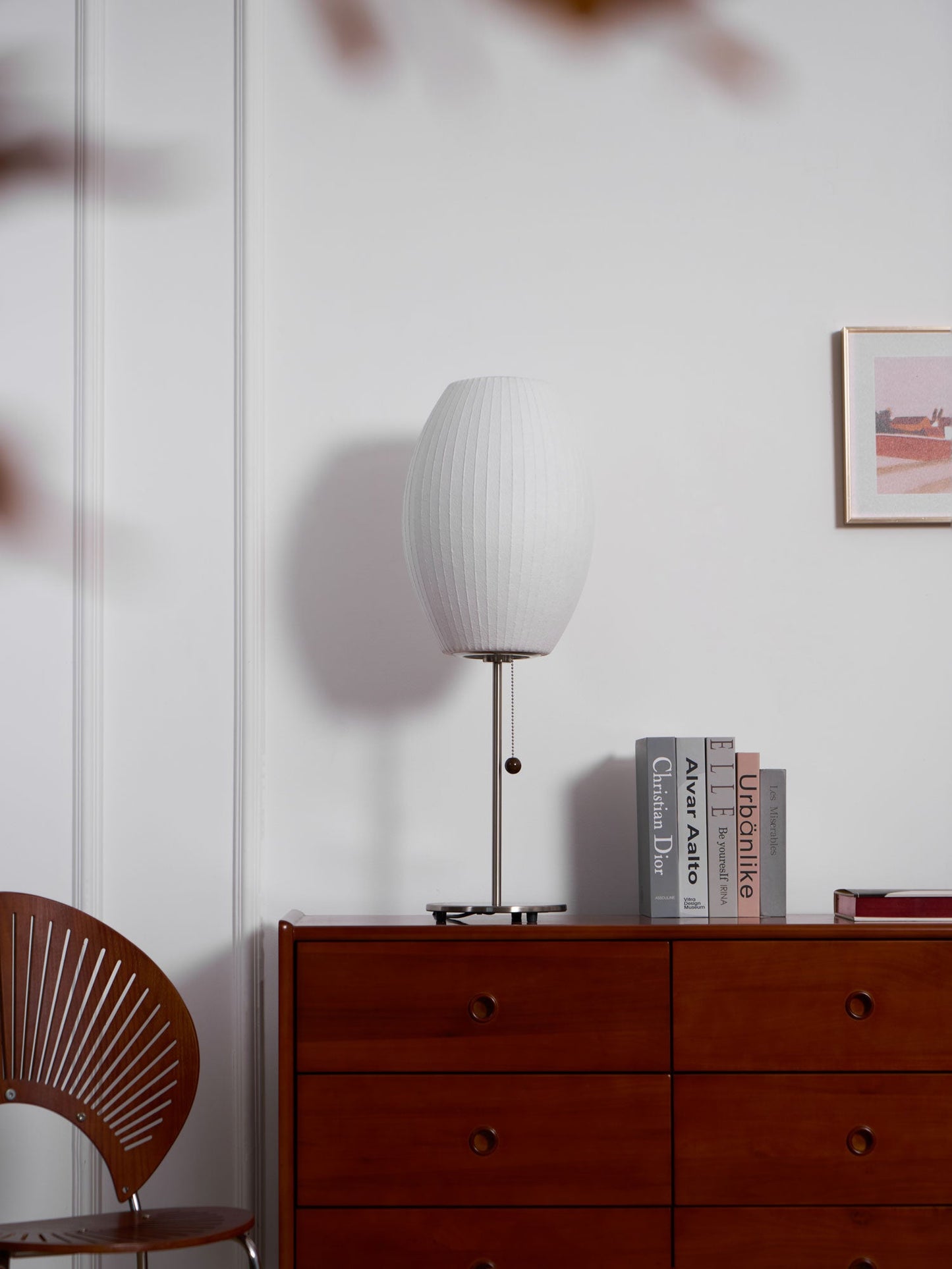 Nelson Table Lamp | Chrome Steel Base & White Shade | Vintage Design