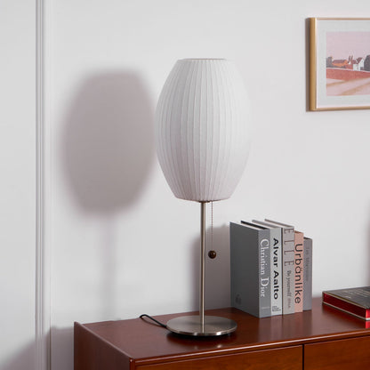 Nelson Table Lamp | Chrome Steel Base & White Shade | Vintage Design