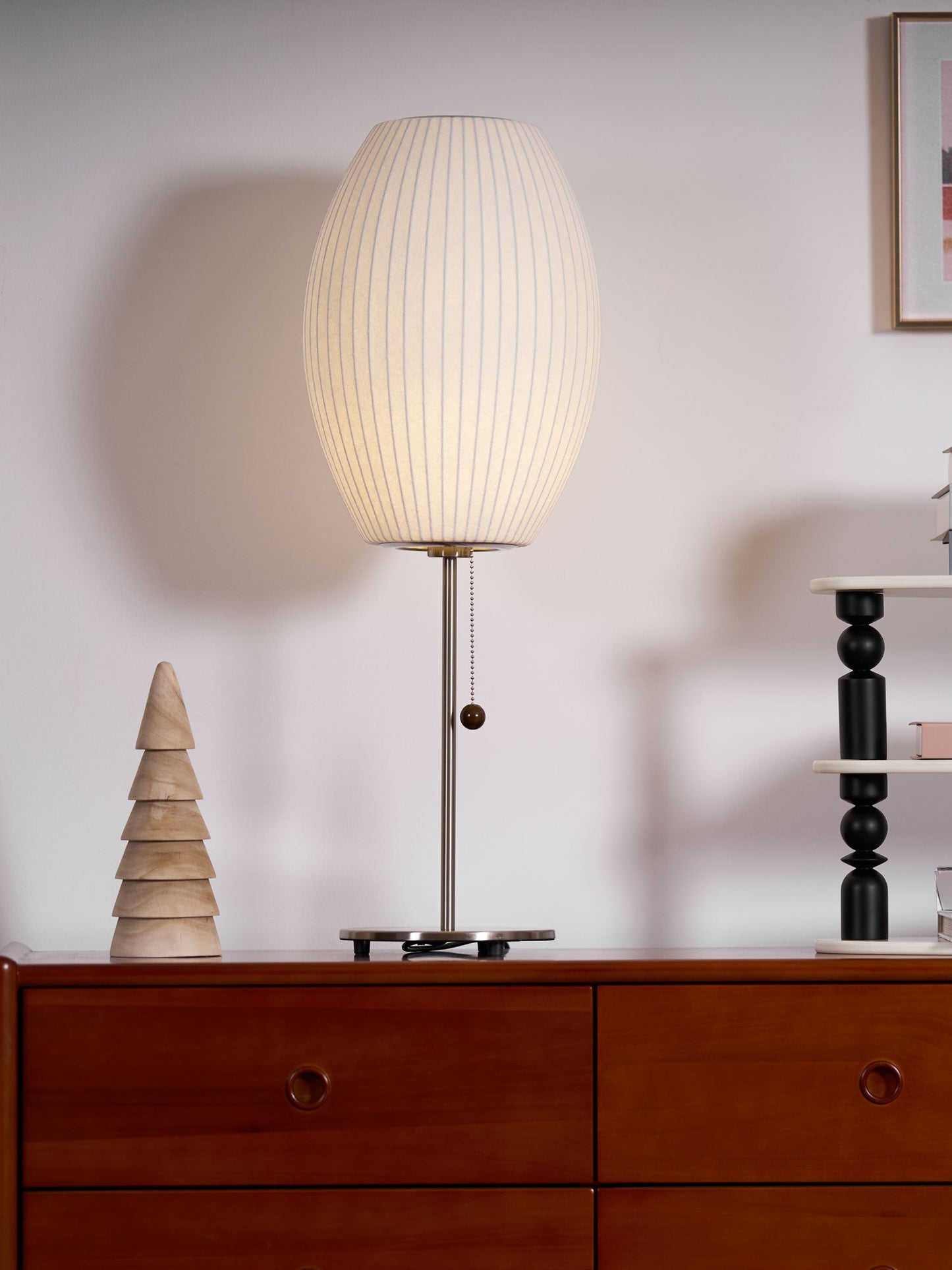 Nelson Table Lamp | Chrome Steel Base & White Shade | Vintage Design