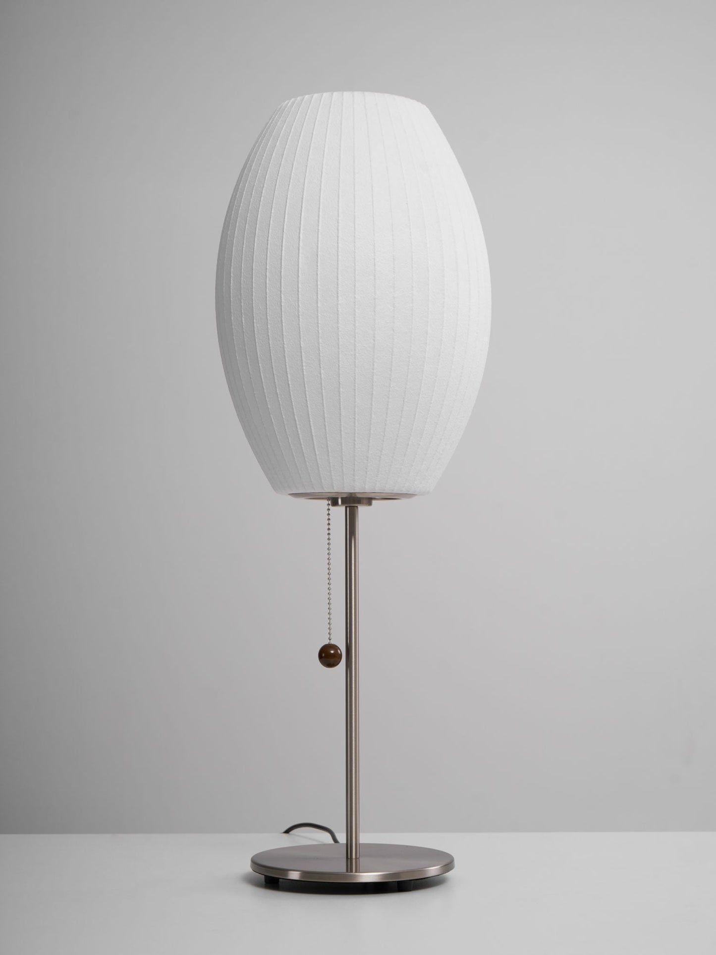 Nelson Table Lamp | Chrome Steel Base & White Shade | Vintage Design