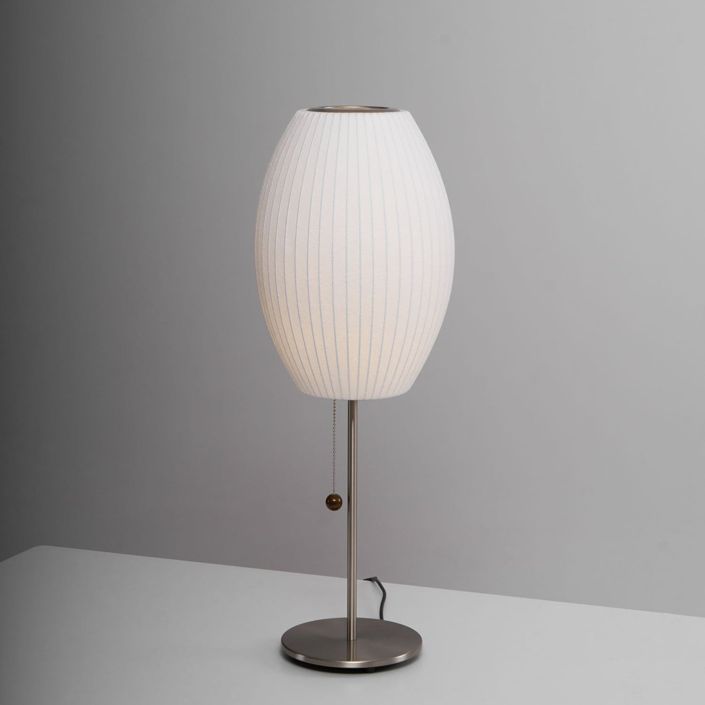 Nelson Table Lamp | Chrome Steel Base & White Shade | Vintage Design