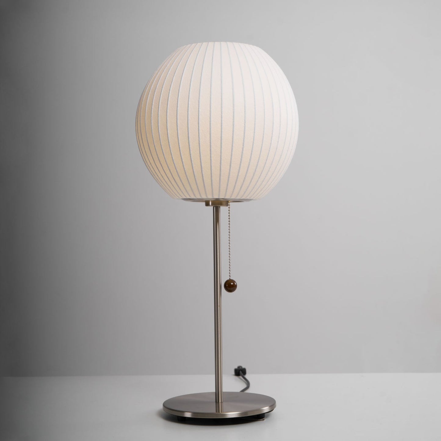 Nelson Table Lamp | Chrome Steel Base & White Shade | Vintage Design