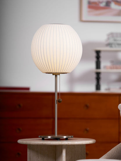 Nelson Table Lamp | Chrome Steel Base & White Shade | Vintage Design