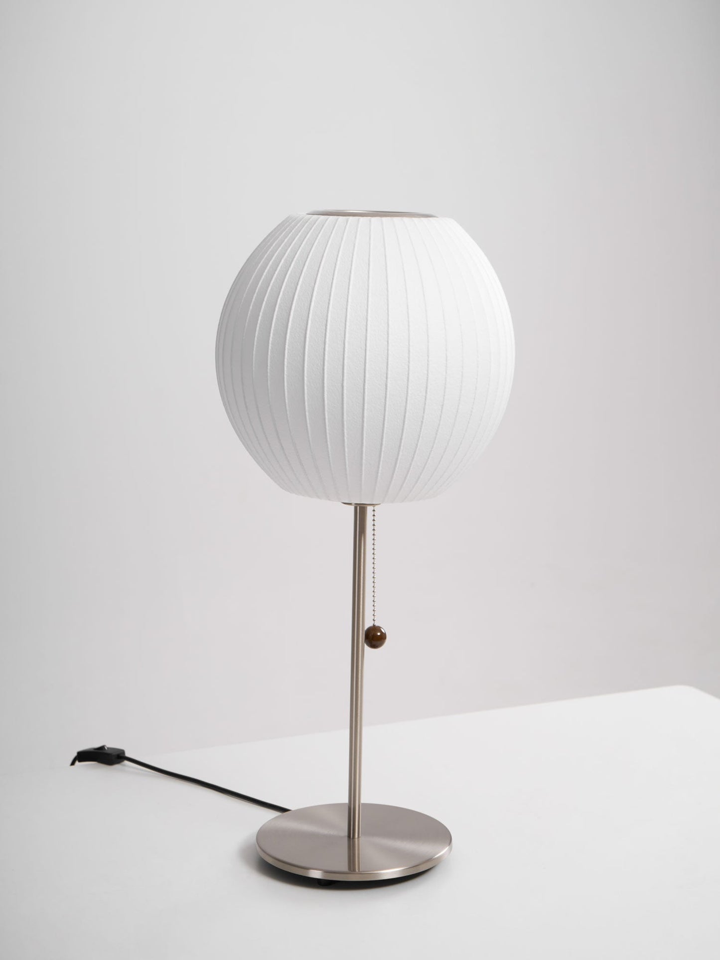 Nelson Table Lamp | Chrome Steel Base & White Shade | Vintage Design