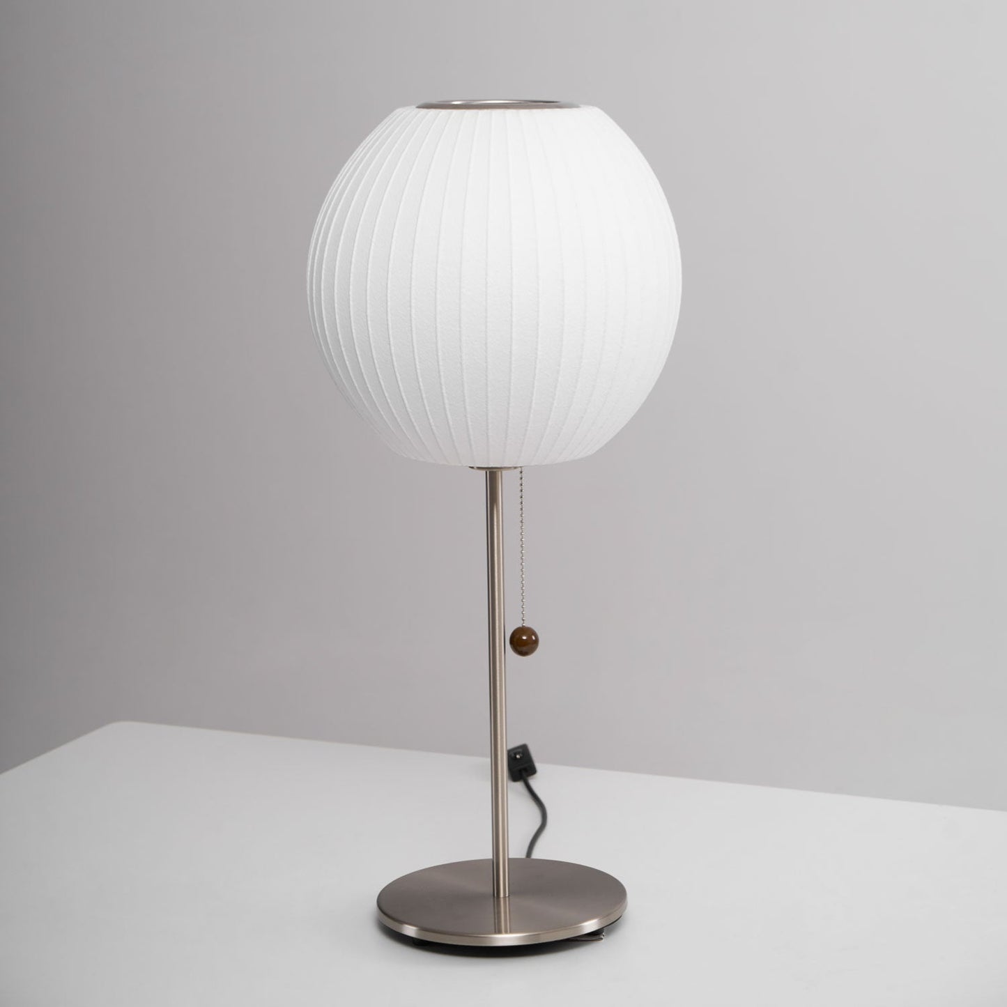 Nelson Table Lamp | Chrome Steel Base & White Shade | Vintage Design
