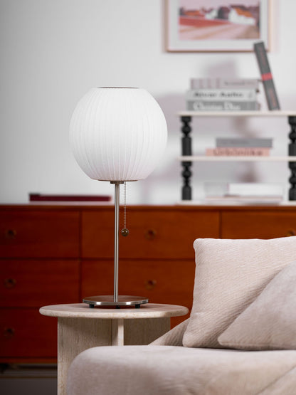 Nelson Table Lamp | Chrome Steel Base & White Shade | Vintage Design