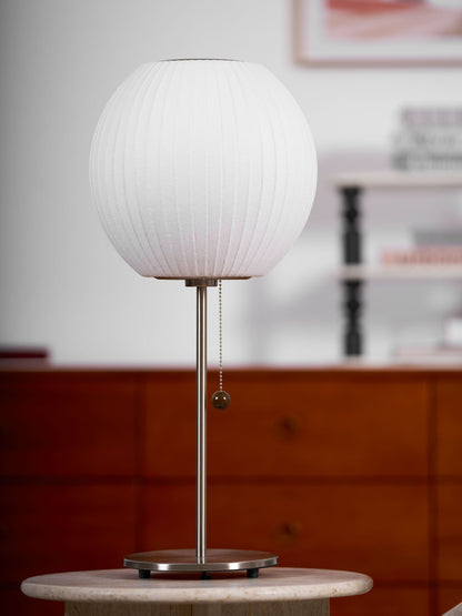 Nelson Table Lamp | Chrome Steel Base & White Shade | Vintage Design