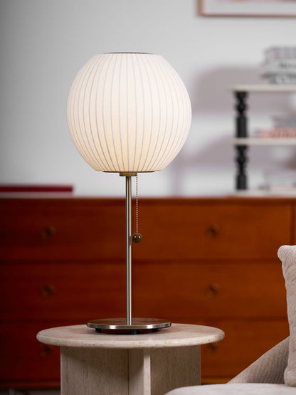 Nelson Table Lamp | Chrome Steel Base & White Shade | Vintage Design