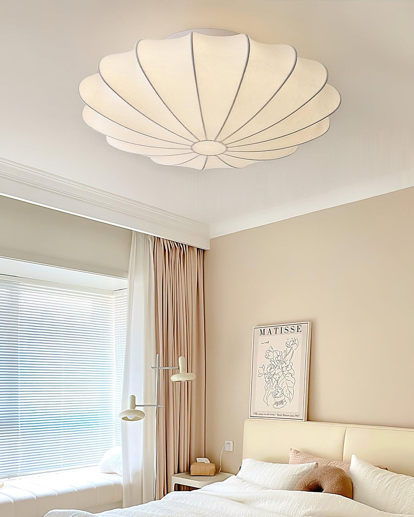 Nelson Bubble Ceiling Lamp | White Metal & Silk | Multiple Size Options