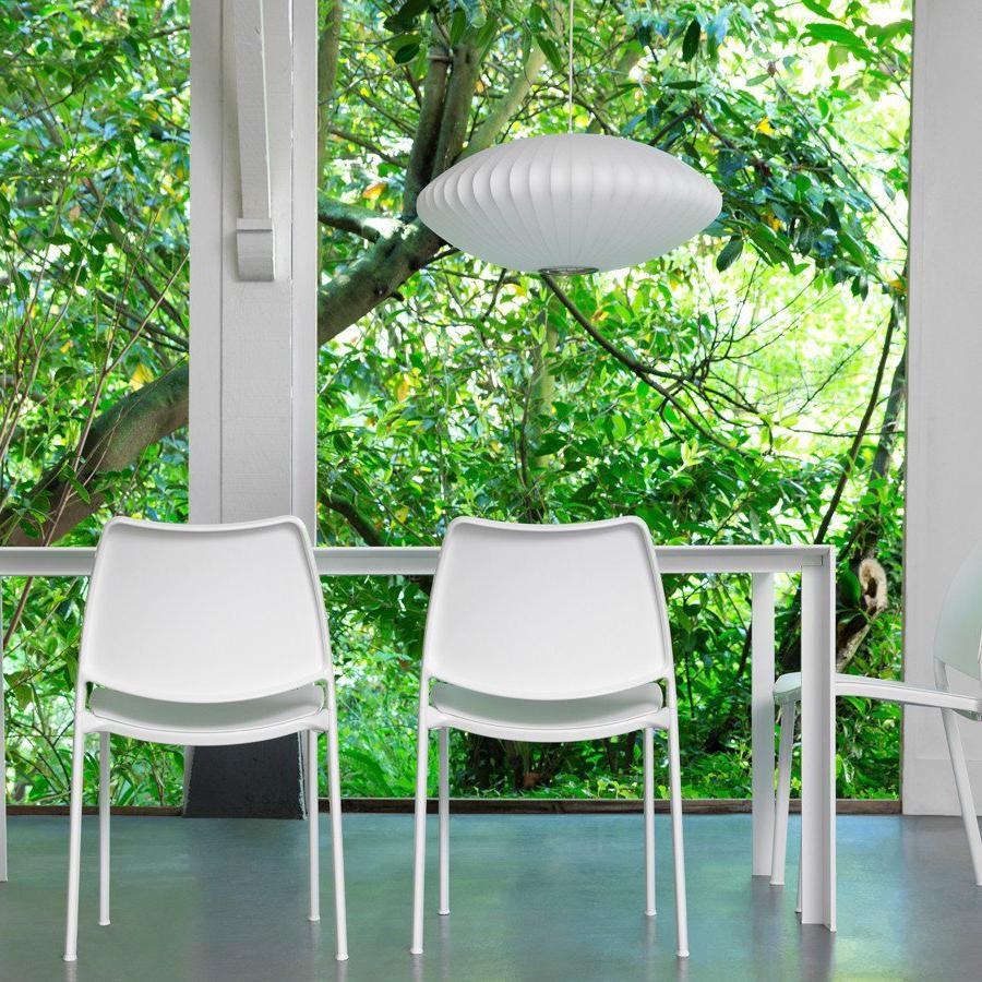 Nelson Bubble Pendant Lamp | Mulberry Silk & Steel | White
