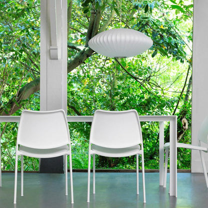Nelson Bubble Pendant Lamp | Mulberry Silk & Steel | White