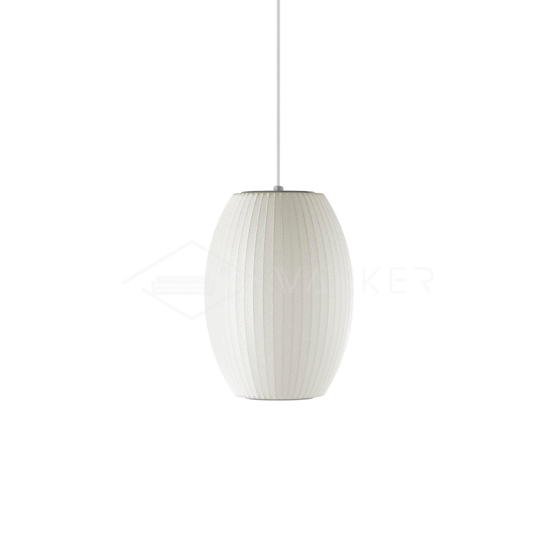 Nelson Bubble Pendant Lamp | Mulberry Silk & Steel | White