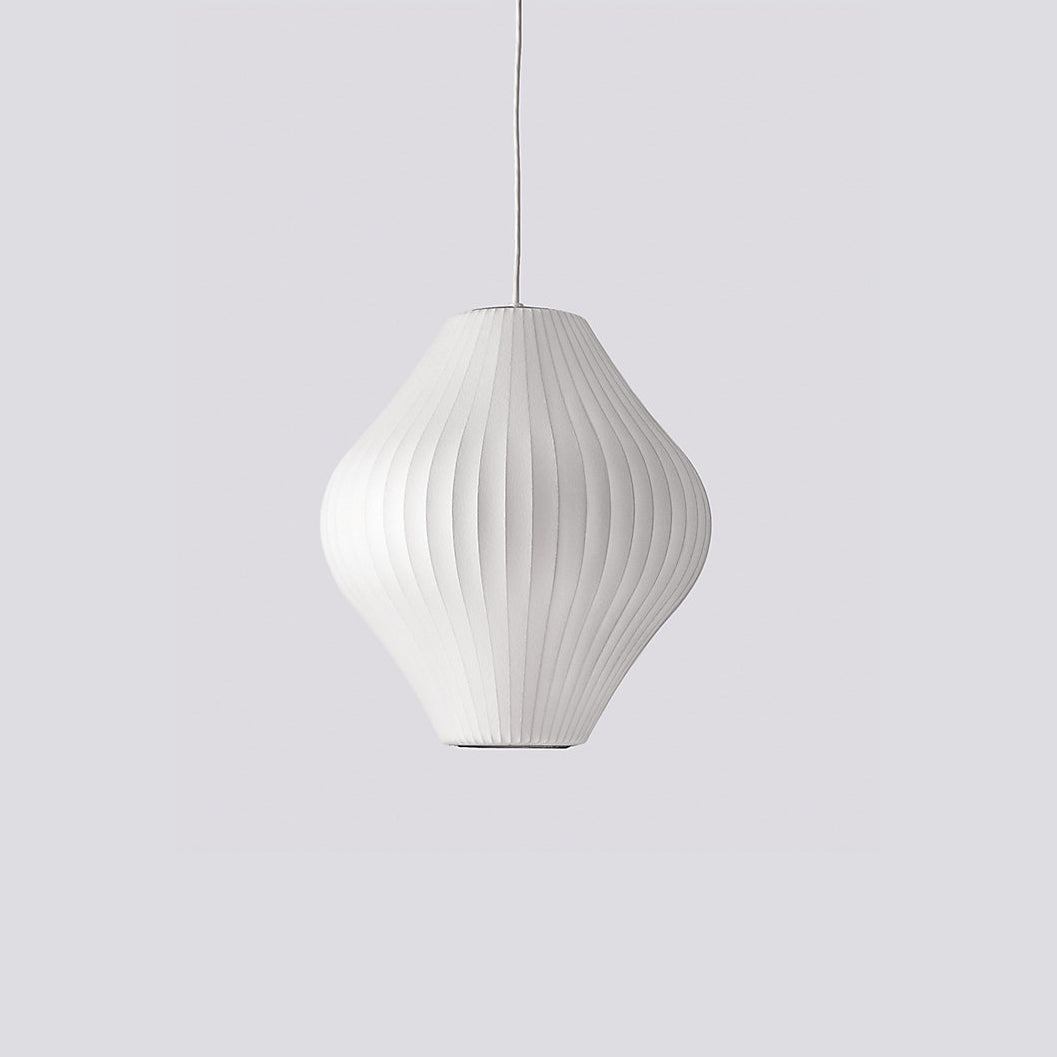 Nelson Bubble Pendant Lamp | Mulberry Silk & Steel | White
