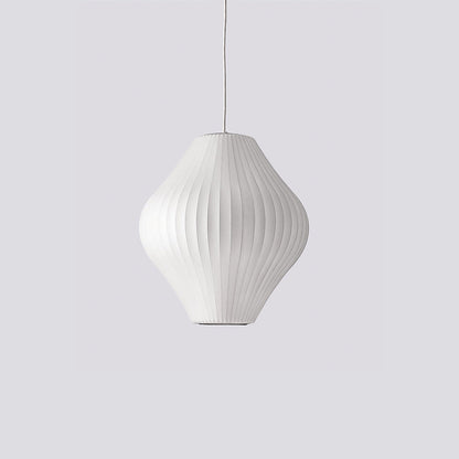 Nelson Bubble Pendant Lamp | Mulberry Silk & Steel | White