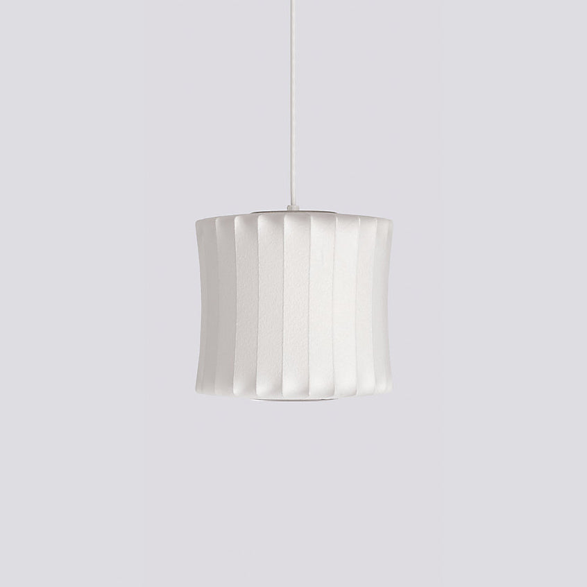 Nelson Bubble Pendant Lamp | Mulberry Silk & Steel | White