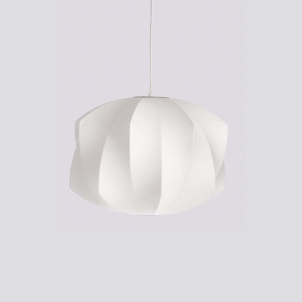 Nelson Bubble Pendant Lamp | Mulberry Silk & Steel | White