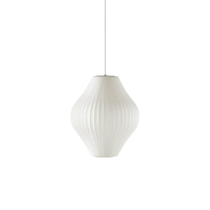 Nelson Bubble Pendant Lamp | Mulberry Silk & Steel | White