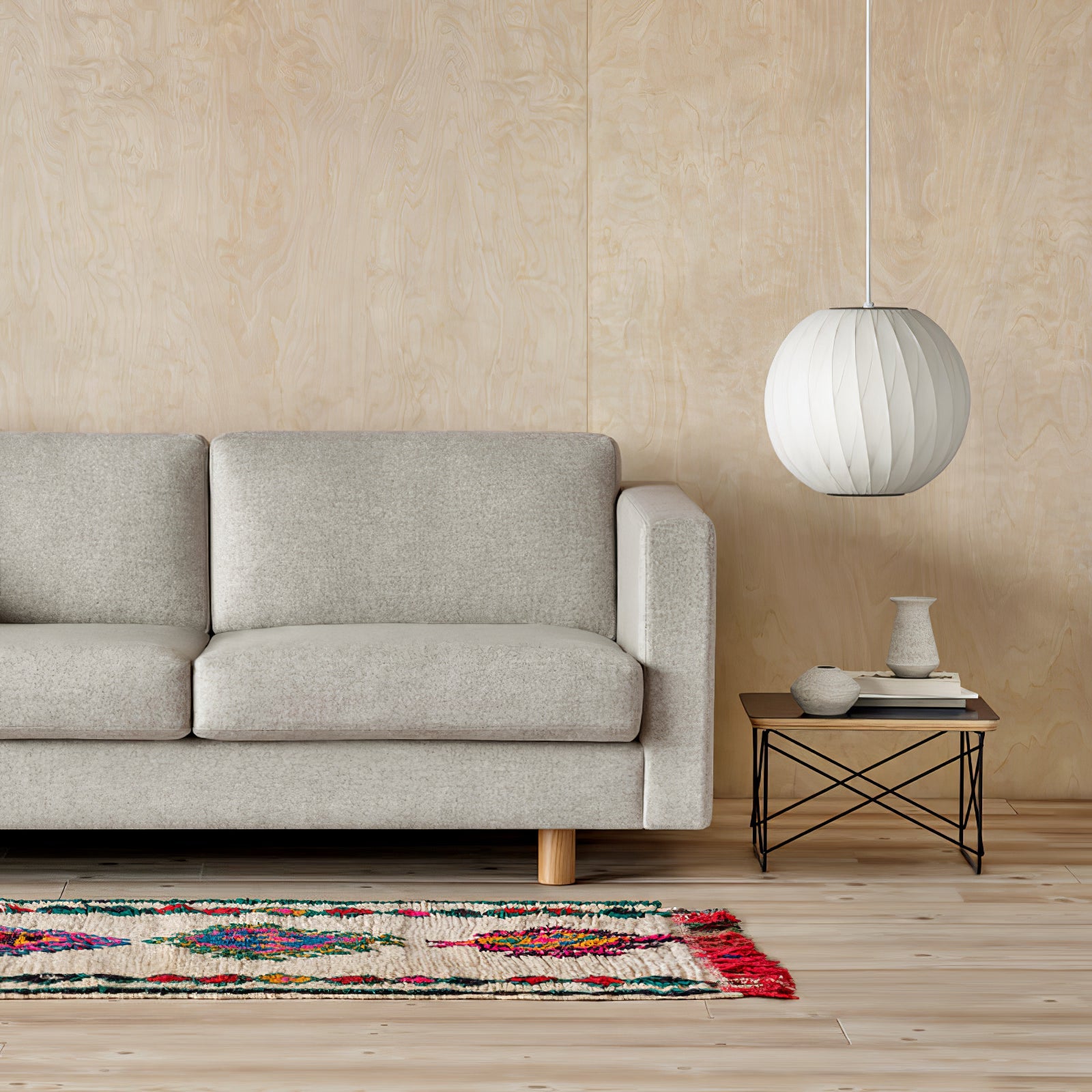 Nelson Bubble Pendant Lamp | Mulberry Silk & Steel | White