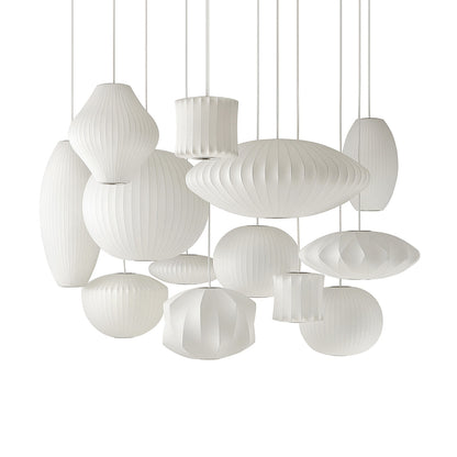 Nelson Bubble Pendant Lamp | Mulberry Silk & Steel | White