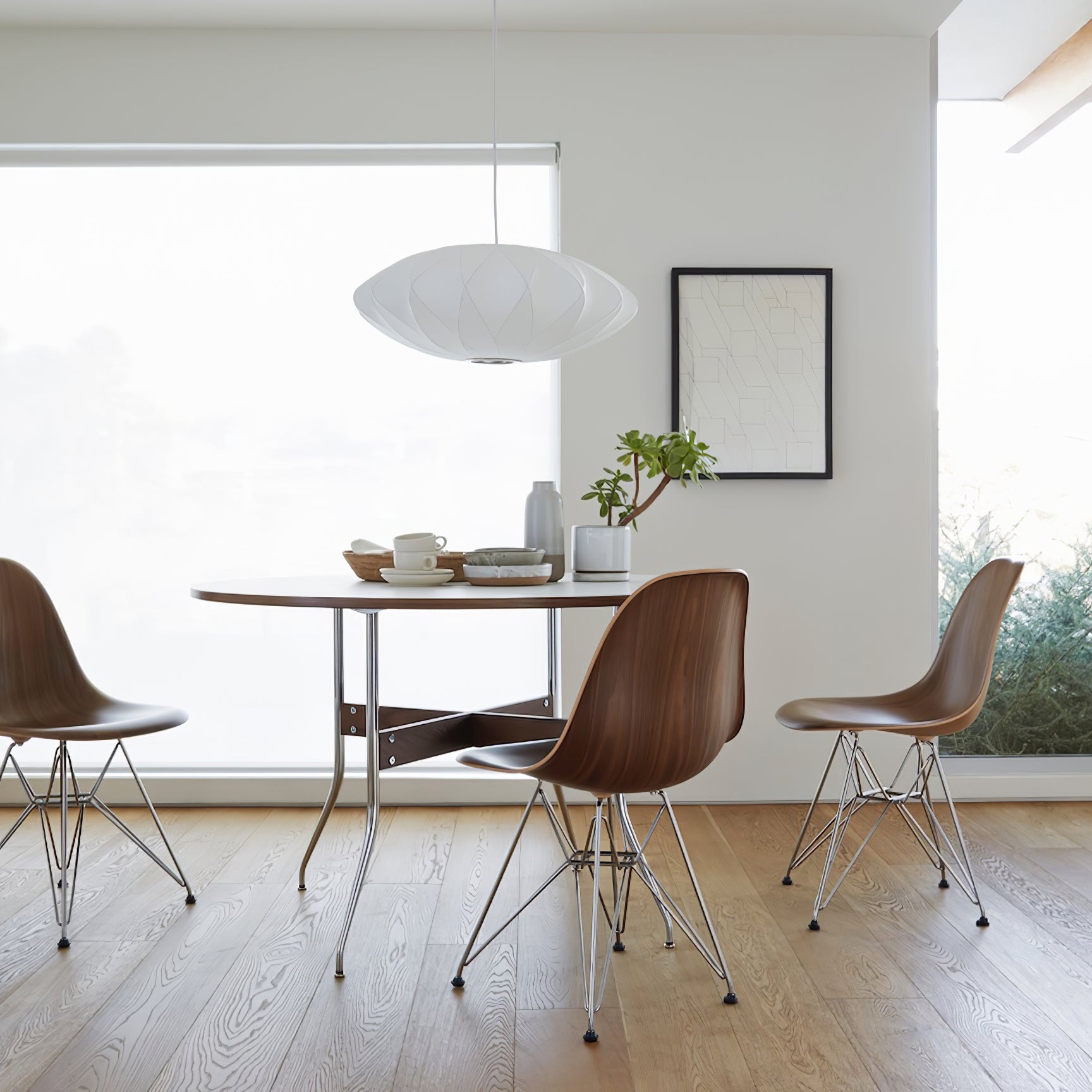 Nelson Bubble Pendant Lamp | Mulberry Silk & Steel | White