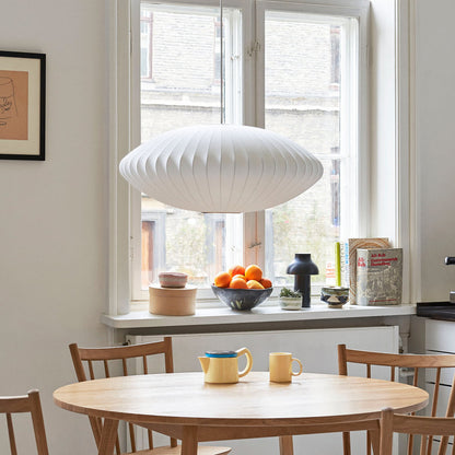 Nelson Bubble Pendant Lamp | Mulberry Silk & Steel | White