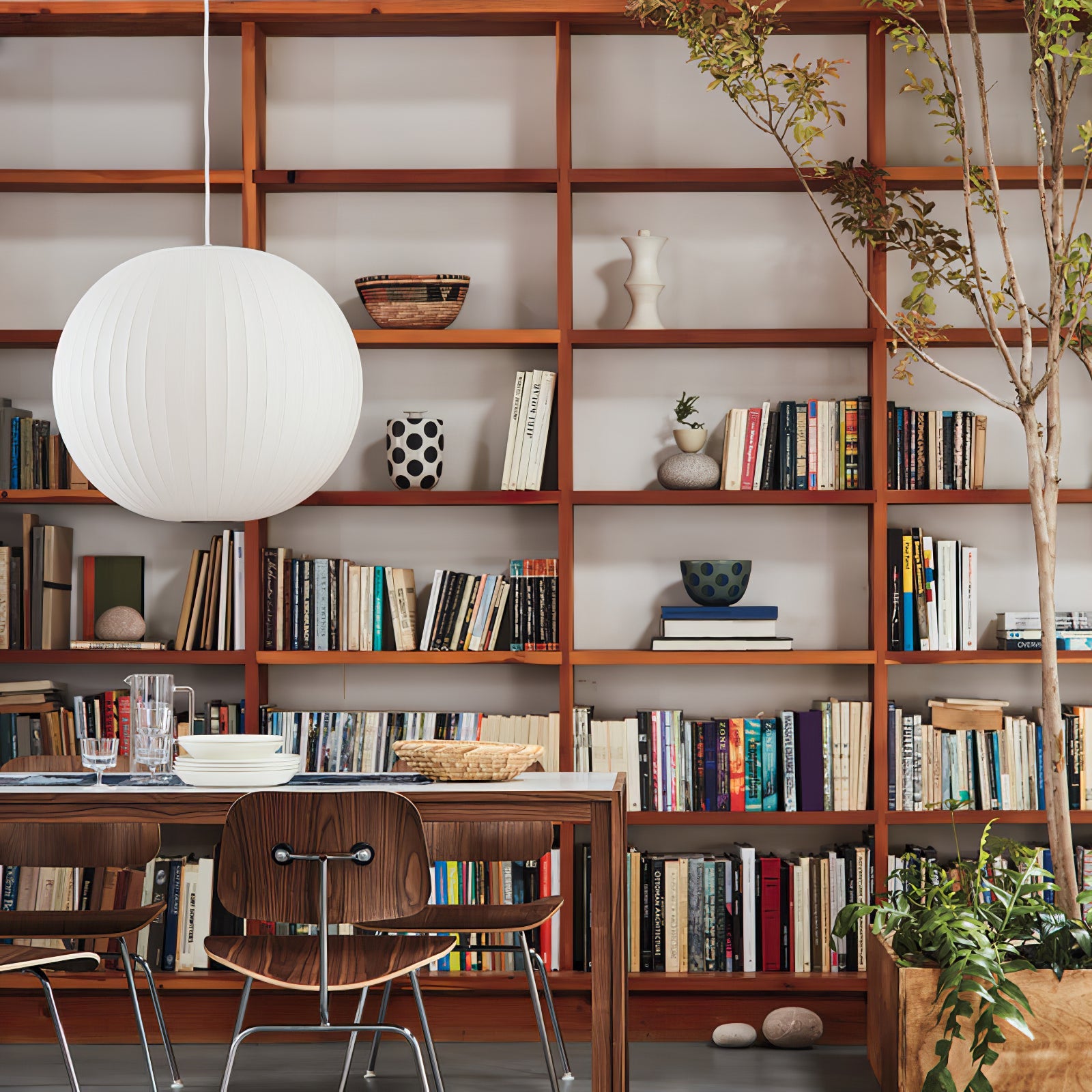Nelson Bubble Pendant Lamp | Mulberry Silk & Steel | White