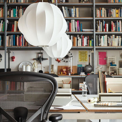 Nelson Bubble Pendant Lamp | Mulberry Silk & Steel | White