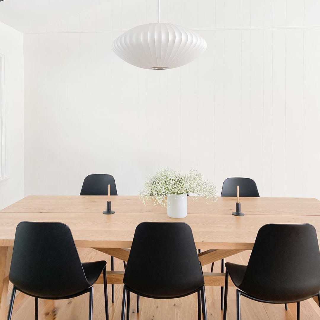 Nelson Bubble Pendant Lamp | Mulberry Silk & Steel | White