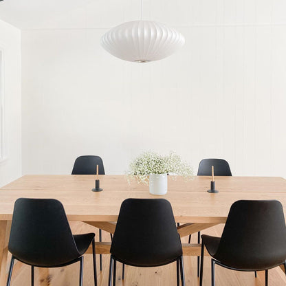 Nelson Bubble Pendant Lamp | Mulberry Silk & Steel | White