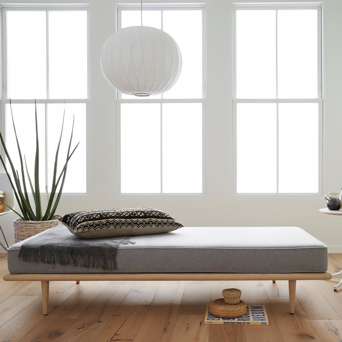 Nelson Bubble Pendant Lamp | Mulberry Silk & Steel | White