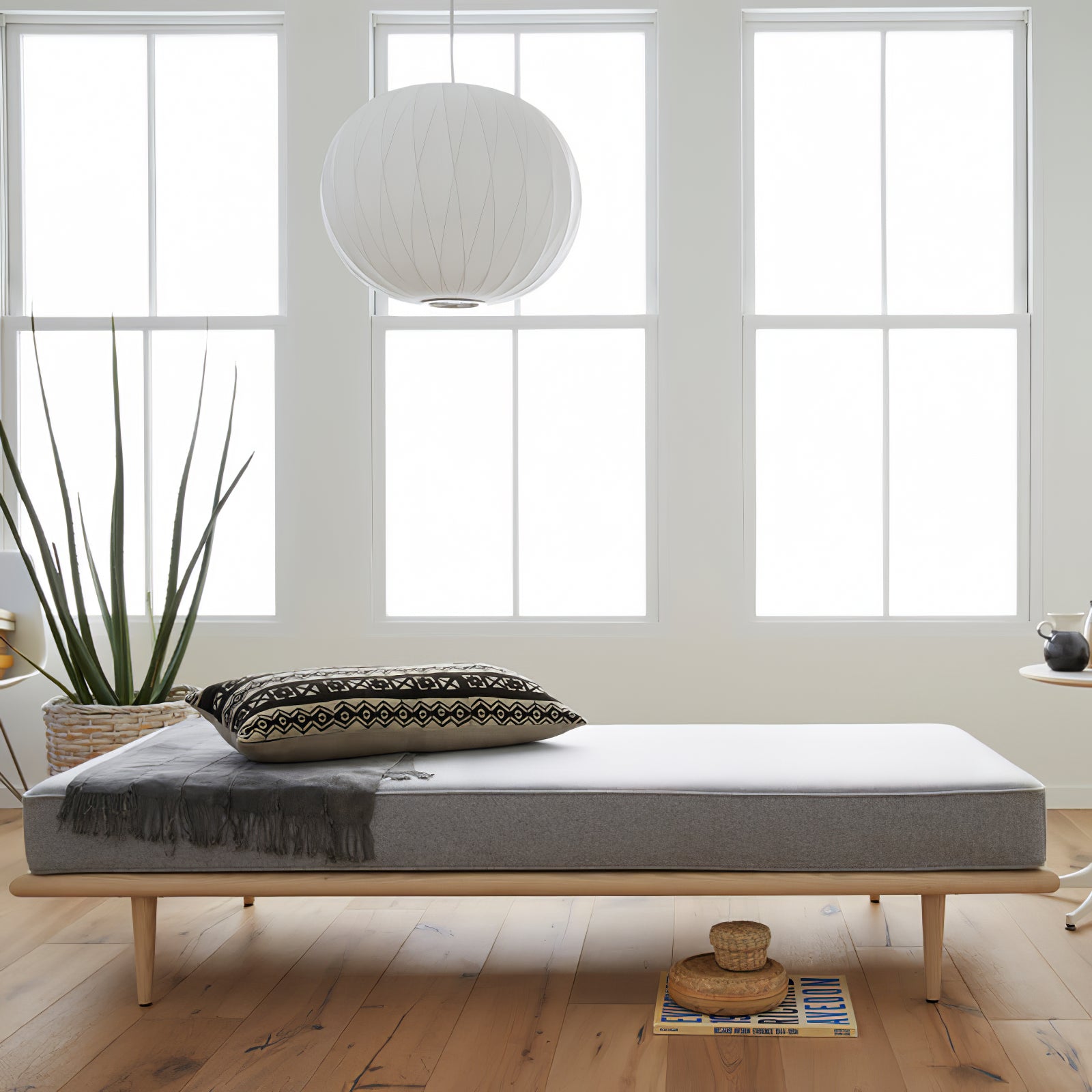 Nelson Bubble Pendant Lamp | Mulberry Silk & Steel | White