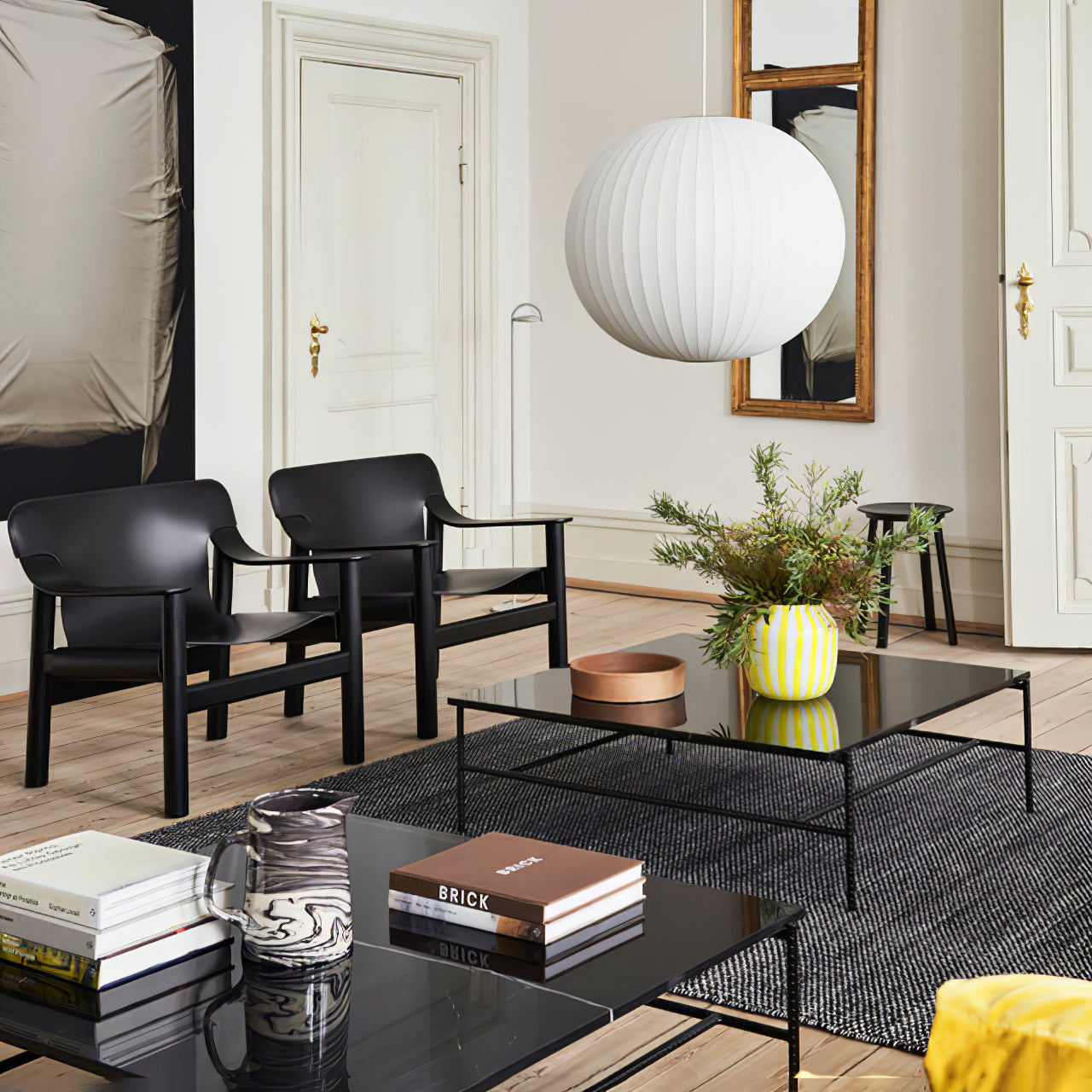 Nelson Bubble Pendant Lamp | Mulberry Silk & Steel | White