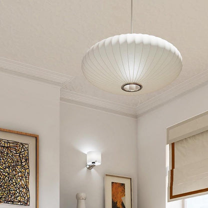 Nelson Bubble Pendant Lamp | Mulberry Silk & Steel | White