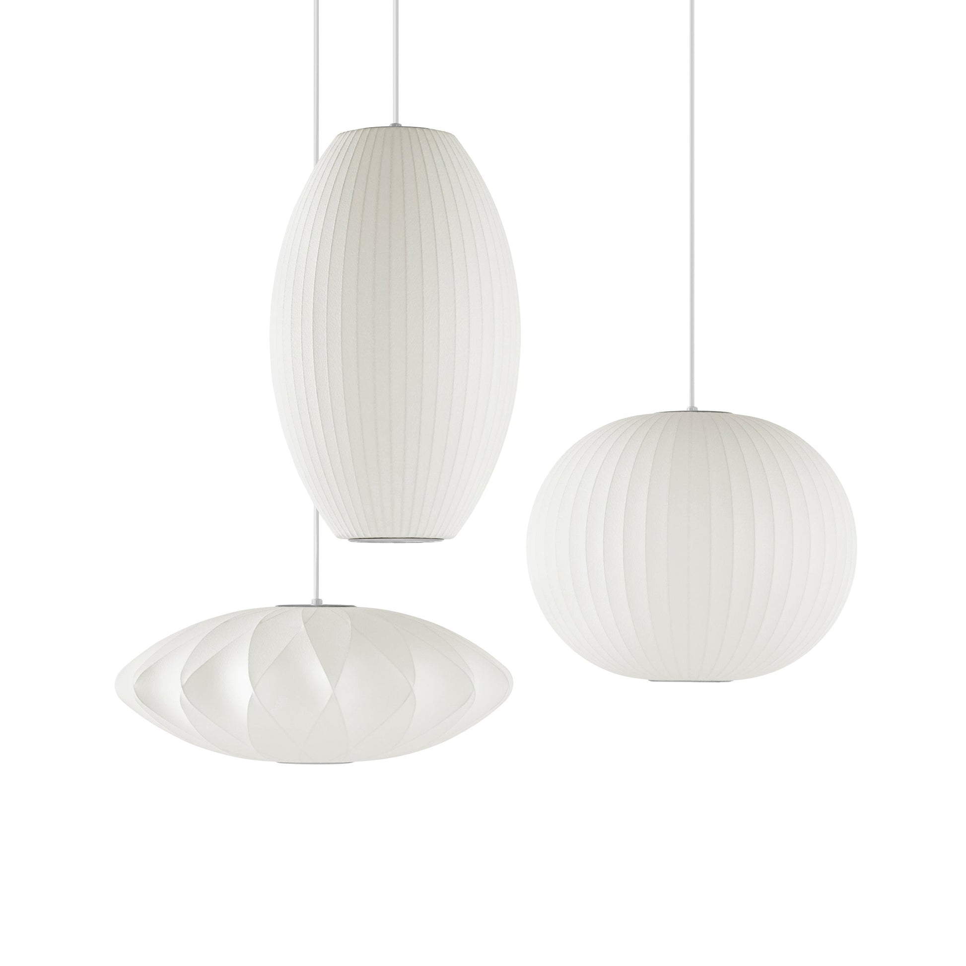 Nelson Bubble Pendant Lamp | Mulberry Silk & Steel | White