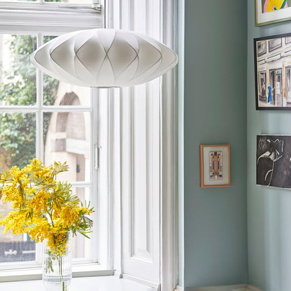Nelson Bubble Pendant Lamp | Mulberry Silk & Steel | White