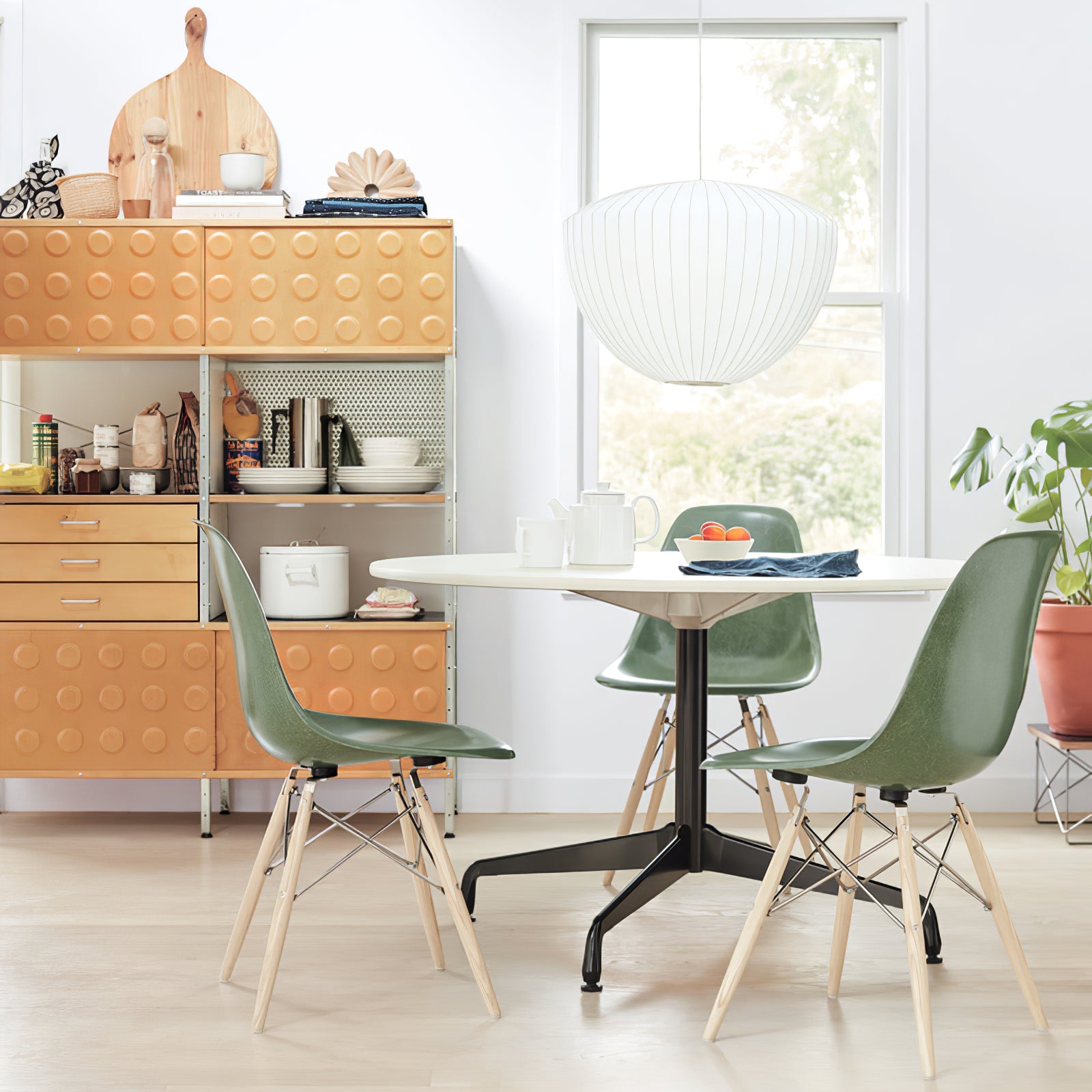 Nelson Bubble Pendant Lamp | Mulberry Silk & Steel | White