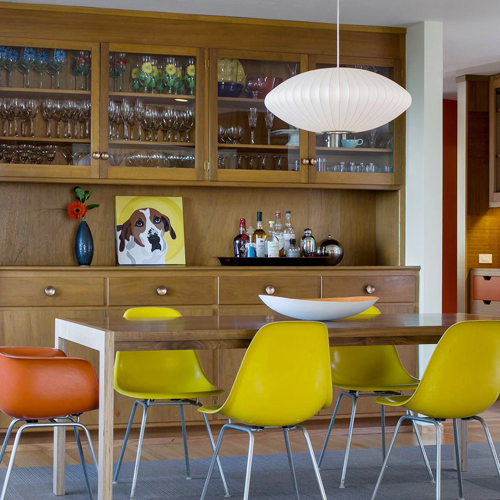 Nelson Bubble Pendant Lamp | Mulberry Silk & Steel | White