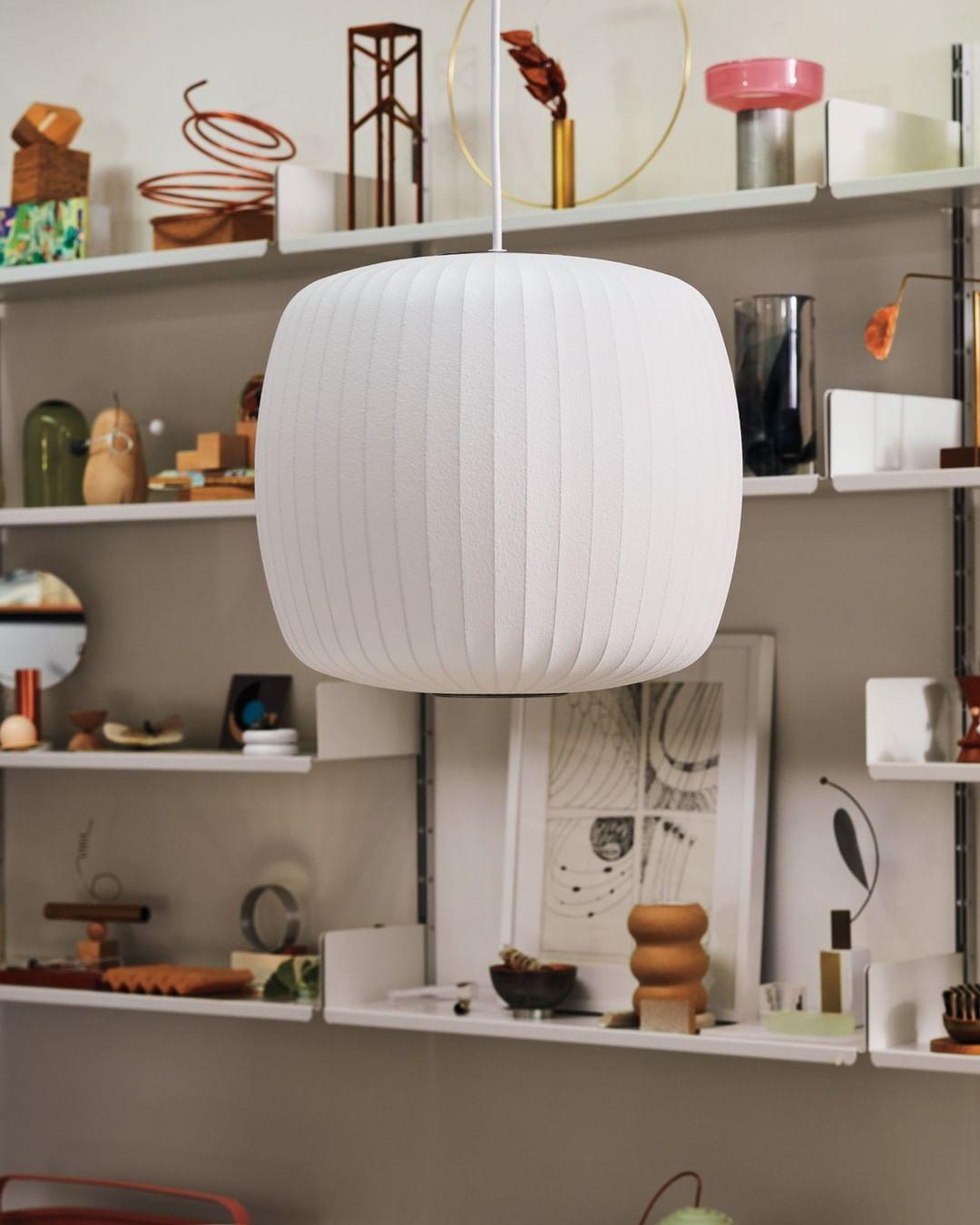 Nelson Bubble Pendant Lamp | Mulberry Silk & Steel | White